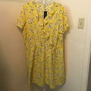 Simply Be yellow floral mini dress
